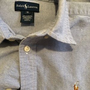 Boys Ralph Lauren blue oxford button down shirt